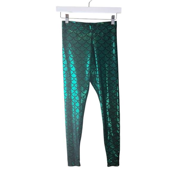 BlackMilk Mermemerald Green Shimmer Mermaid Leggings Sz M - Picture 3 of 8